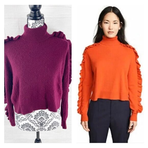 Cinq a Sept Tous Les Jours Savanna Ruffle-Trim
Cashmere Turtleneck Sweater - Picture 1 of 11